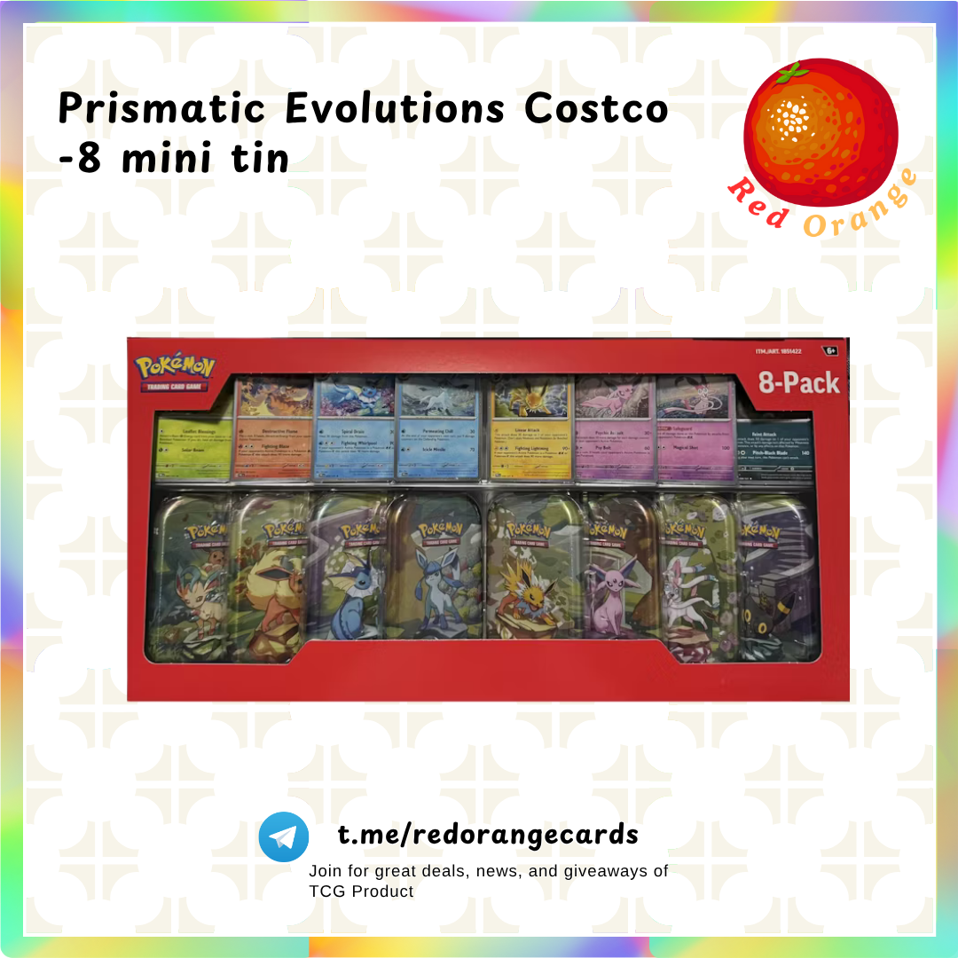 Pokémon Prismatic Evolutions Costco Mini Tin Bundle (8 tins)