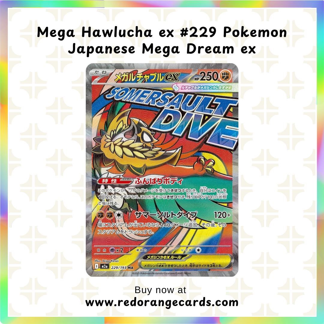 mega hawlucha pokemon card Mega Hawlucha ex #229 Pokemon Japanese Mega Dream ex – Red Orange Cards