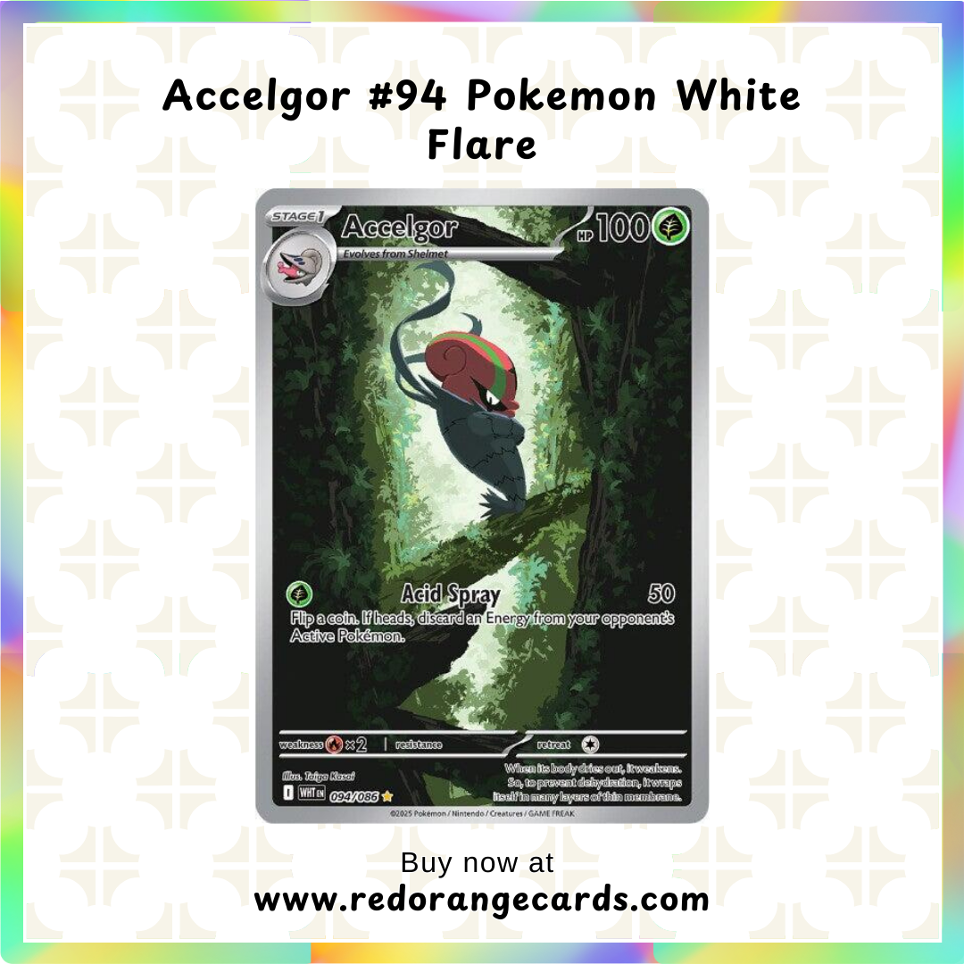 accelgor pokemon card #94 White Flare – Red Orange Cards Box Size:Basic Pokémon movie cards Weakness Fire ×2 PSA 10 MEGA Zygarde