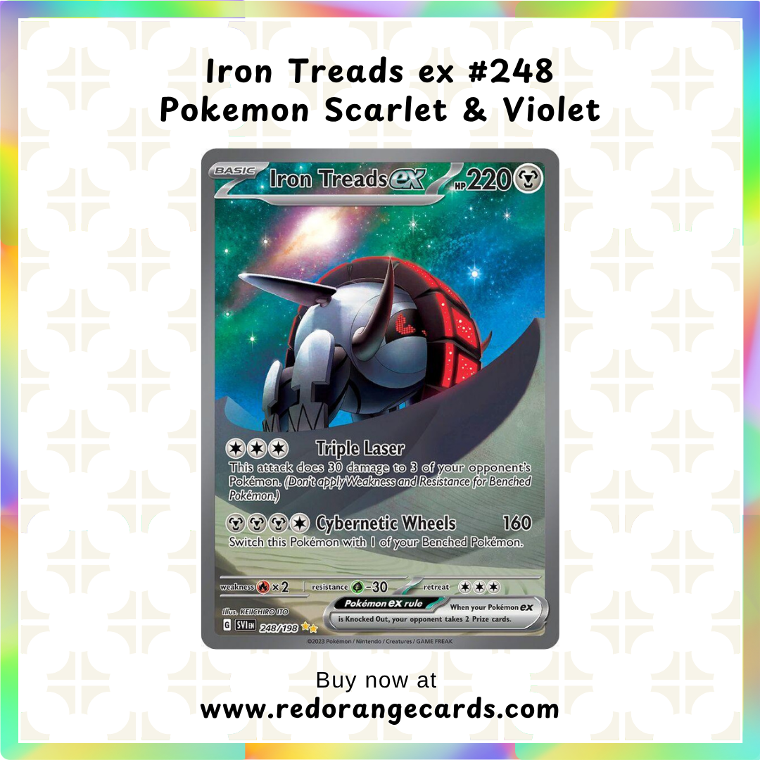 Iron Treads ex #248 Pokemon Scarlet & Violet – Red Orange Cards