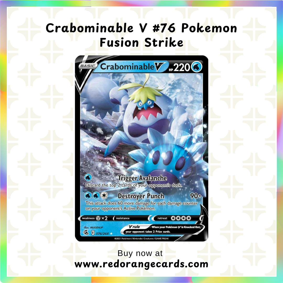 crabominable pokemon card price Crabominable V #76 Pokemon Fusion Strike – Red Orange Cards
