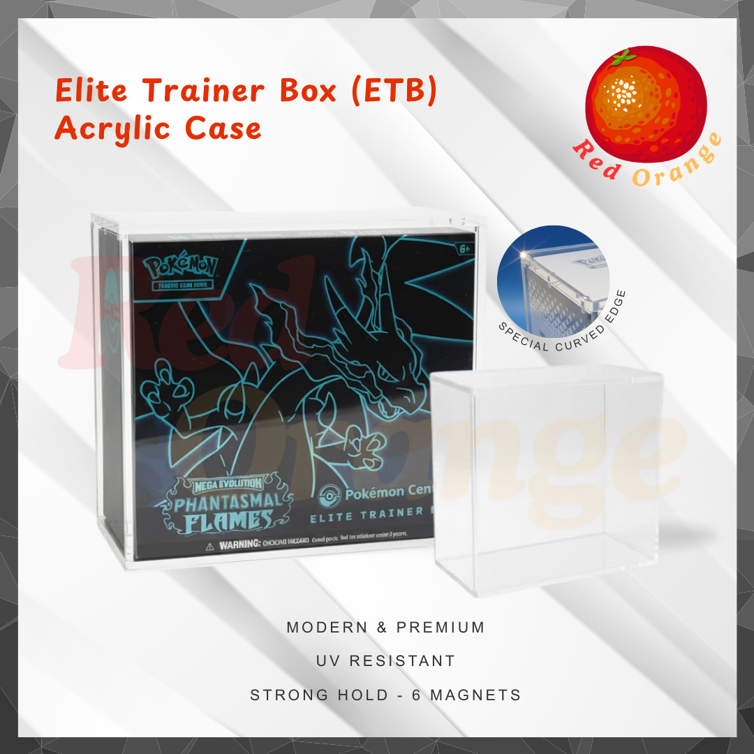 pokemon cards curving Premium Elite Trainer Box Acrylic Case (Curved Edge) – Red Orange Cards