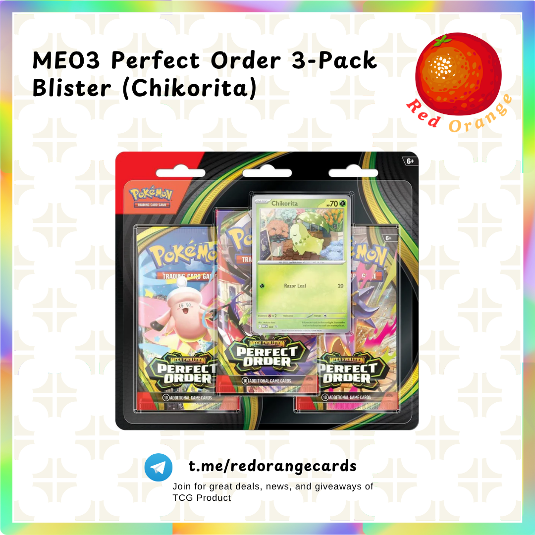 ME03 Perfect Order 3-Pack Blister (Chikorita)