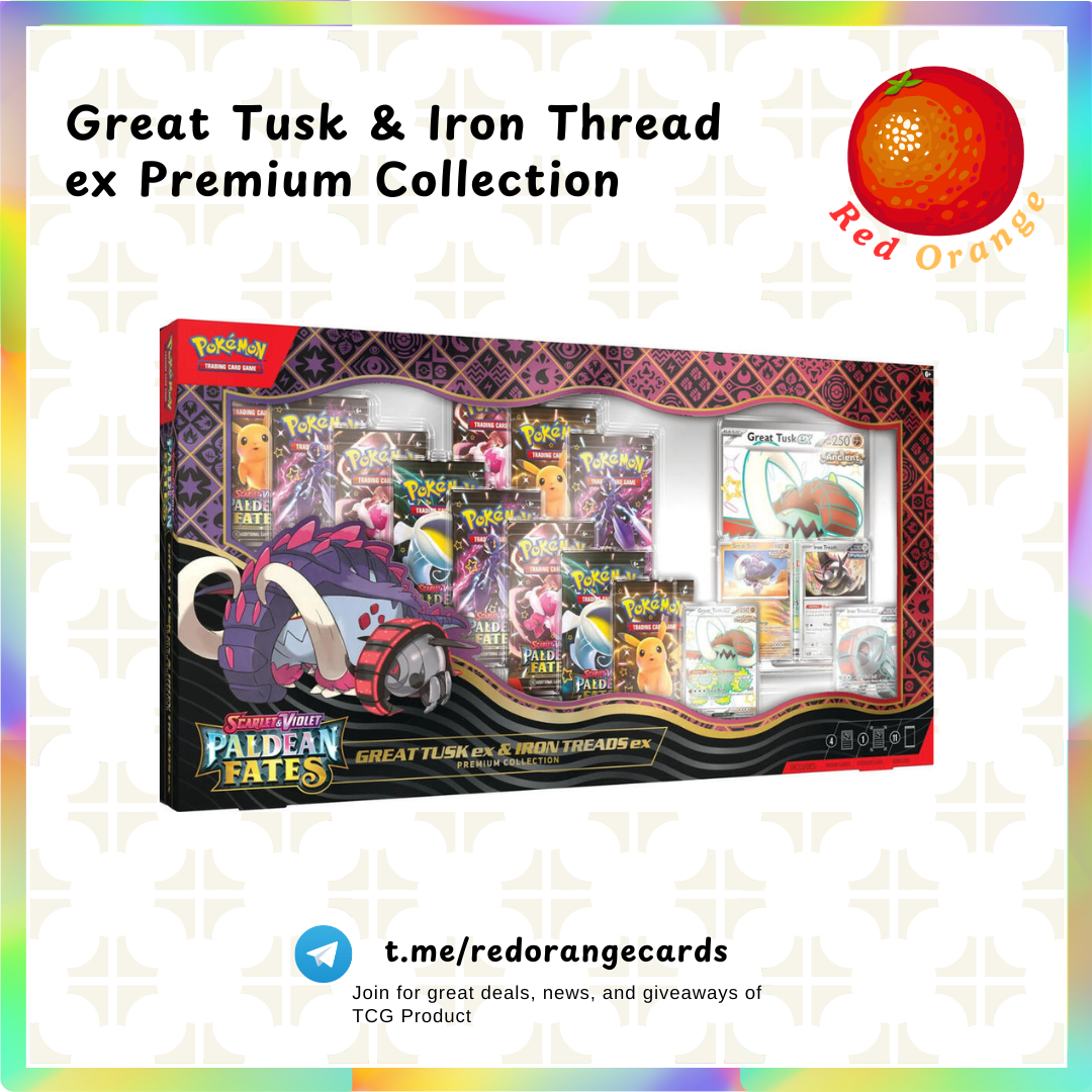 Paldean Fates Great Tusk ex & Iron Treads ex Premium Collection