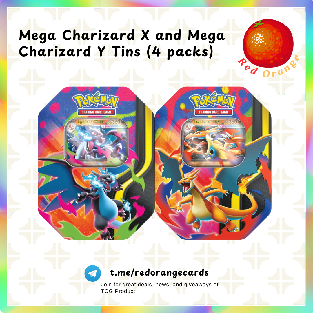 pokemon mega charizard x and y cards Mega Charizard X and Y Tins (Shrinked) – Red Orange Cards